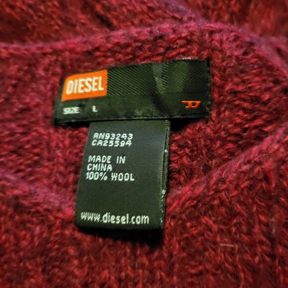 Red cable knit wool diesel sweater - Picture 3 of 6